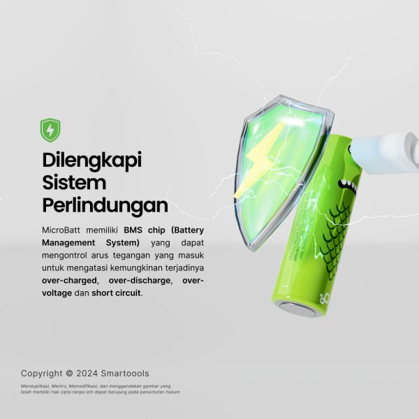 Smartoools MicroBatt AA - Dibekali dengan Battery Management System yang memiliki berbagai perlindungan seperti over-charged dan short circuit
