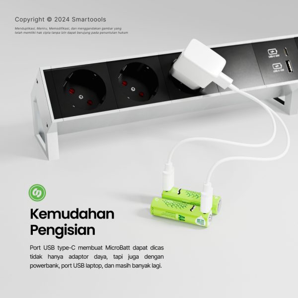 Smartoools MicroBatt AA - Mudah diisi melalui charger HP