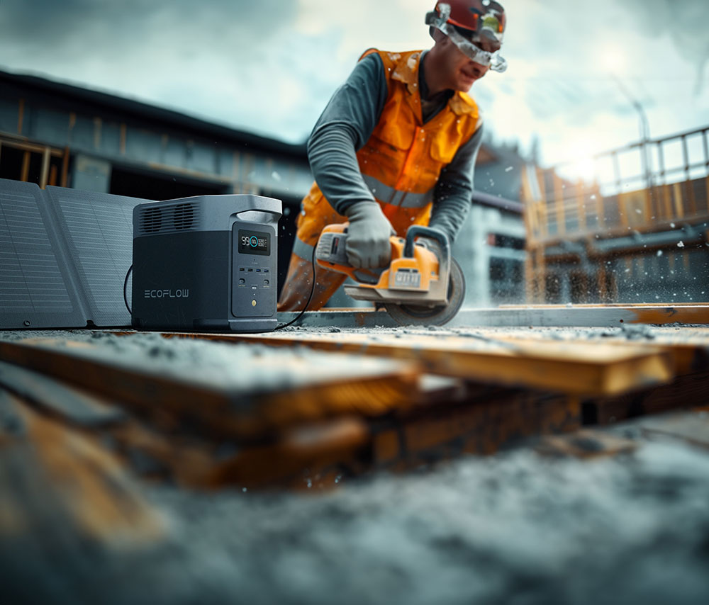 EcoFlow Delta 2 dengan output besar 1800W dapat menyalakan berbagai power tools dengan mudah.