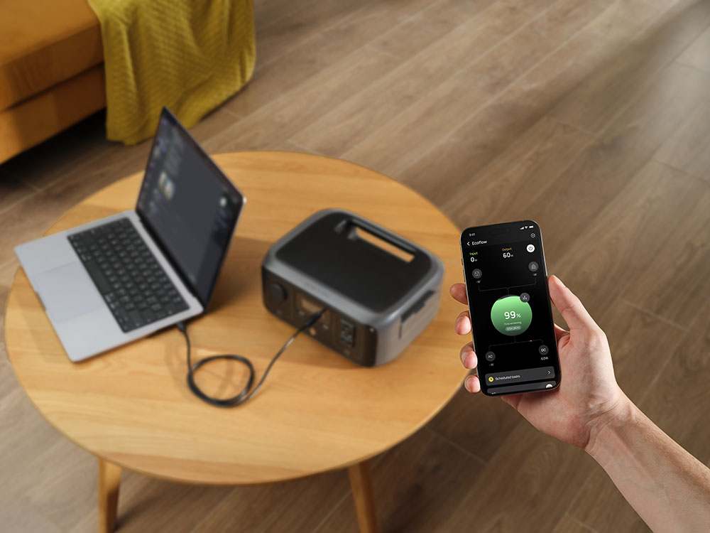 Fungsi dan fitur EcoFlow River 3 dapat dipantau melalui aplikasi mobile.