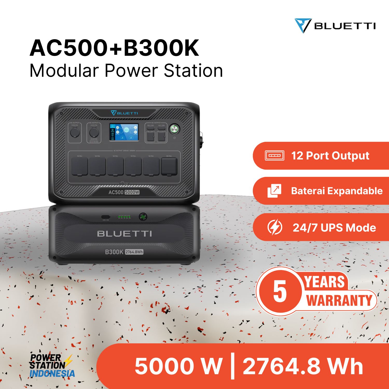 2 Bluetti AC500+B300K, kombinasi inverter dan baterai cocok untuk backup listrik di rumah dan kantor.