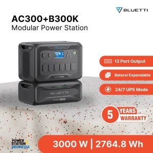 Bluetti AC300+B300K, kombinasi inverter dan baterai cocok untuk backup listrik di rumah dan kantor.