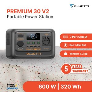 Bluetti Premium 30 V2 adalah power station portable yang ringan dengan 4,3 kg saja dan output 600 Watt.