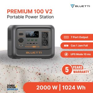 Power Station Bluetti Premium 100 V2 memiliki output 2000 Watt dengan kapasitas baterai 1024 Wh