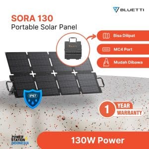 Solar Panel Portable Bluetti SORA 130 memiliki output 130 watt, bisa untuk mengecas power station